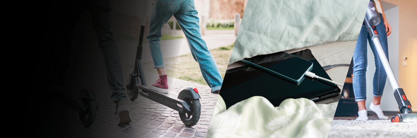 Scooter and phone and vaccum